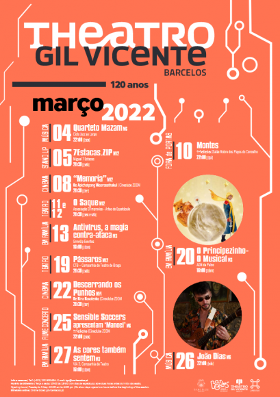 Agenda Teatro Gil Vicente - Mês Março 